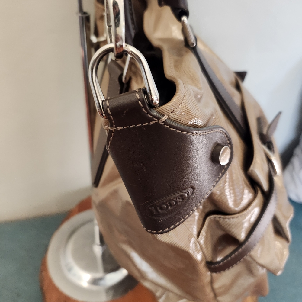 Tod's Tote/Crossbody, Tan/Brown Coated Canvas/Leather, Shoulder Bag - Picture 3 of 16